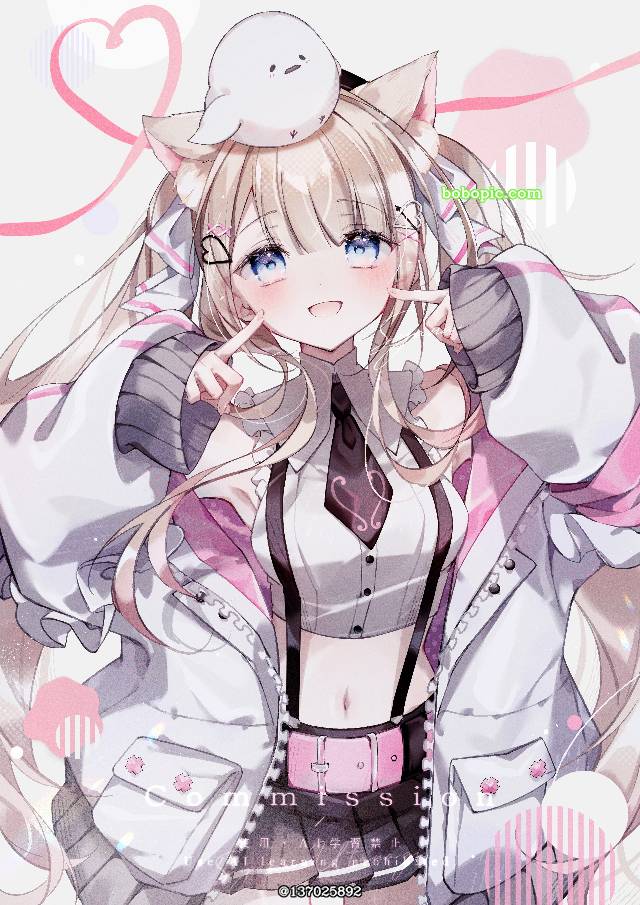 商业绘图, 双马尾, 兽耳, 粉色