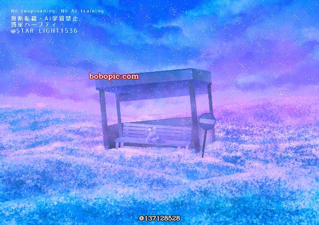 插画, background, 原创, bus stop, flower field, teddy bear
