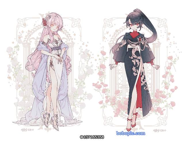 young girl, 女孩子, 原创, 插画, 裙子, Rococo