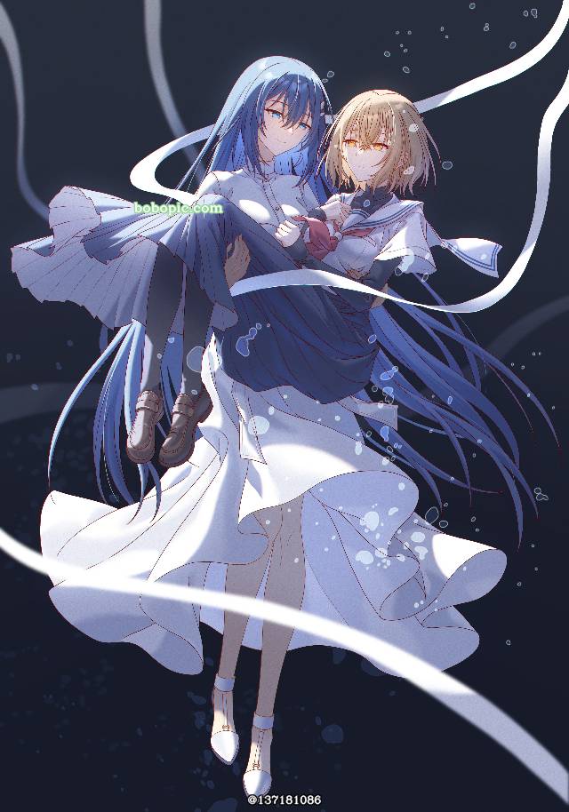 This Monster Wants to Eat Me, girl, yuri, uniform, 水下