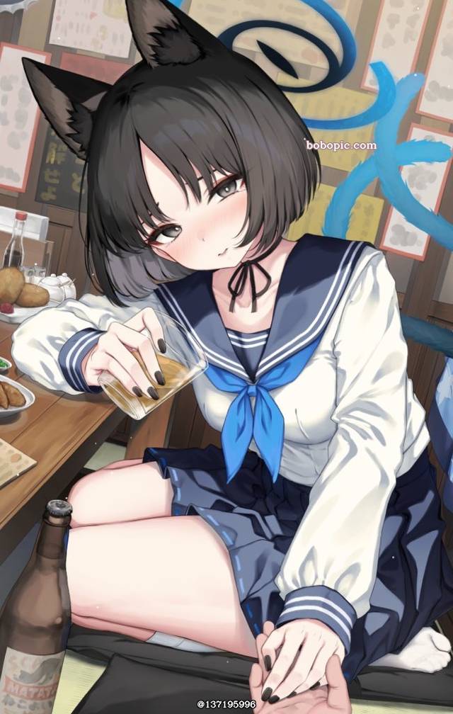 兽耳, 腿, 尾巴, 脚底, 碧蓝档案, 水手服, Kiryuu Kikyou, 着袜足底