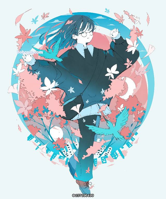 女孩子, 原创, 插画, 原创, young girl, free icon, 黑发, autumn