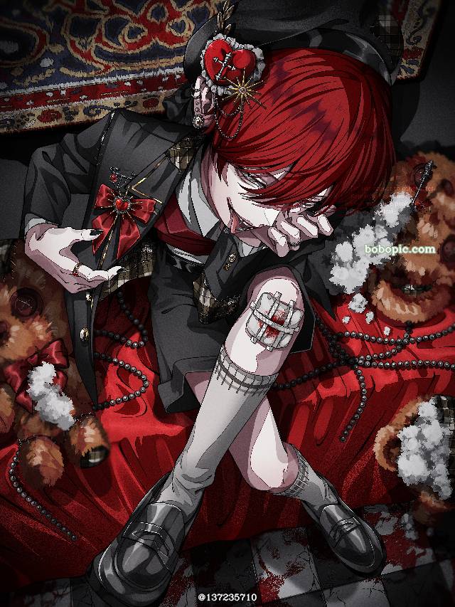 原创, 男孩子, 穿洞, red, 插画, 原创, 创作男子