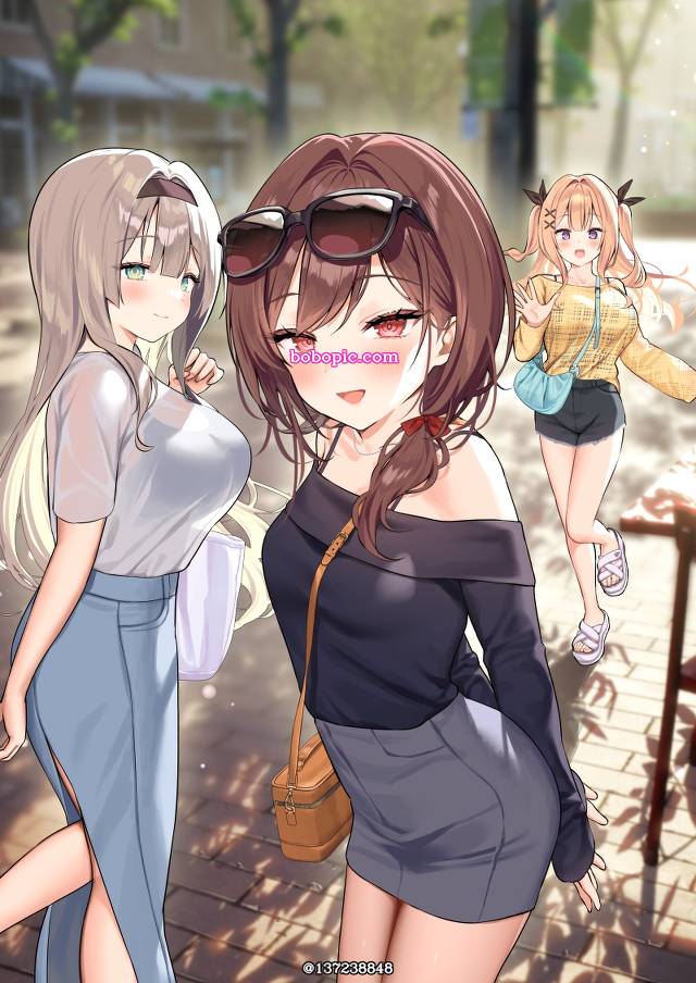 sunglasses, 露肩, 茶发, 白发, 包臀裙