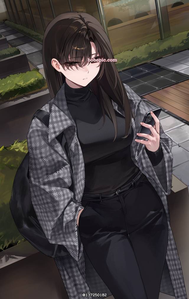 女孩子, 黑发, 我家孩子, 原创, coat, 原创角色, 黑色使女性看起来更美