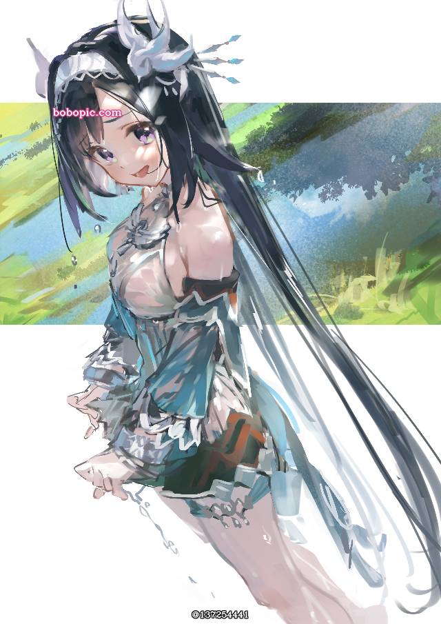 Genshin Impact, wet, 衣服湿透, exposed shoulders, 原神1000收藏