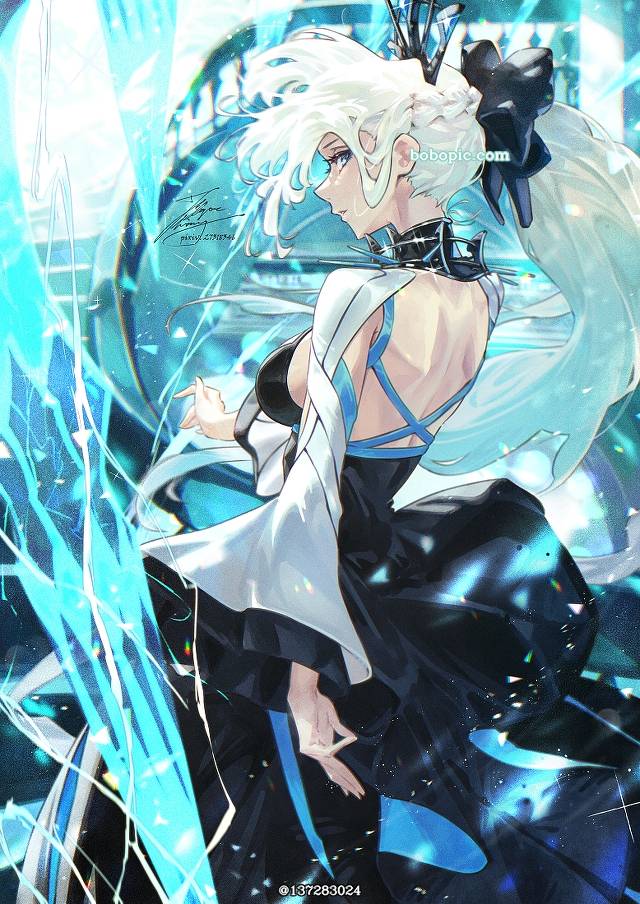 Morgan (Fate), sideways glance, 后背, Fate/Grand Order 500+ bookmarks, 马尾