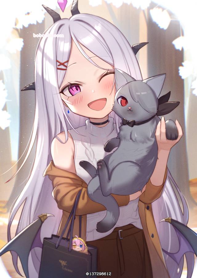 碧蓝档案, Sorasaki Hina, Shiromi Iori, Ako Amau, cat, smile