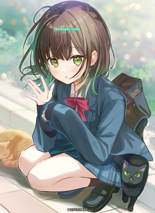 女孩子, 原创, cat, 女高中生, cat and girl, blazer