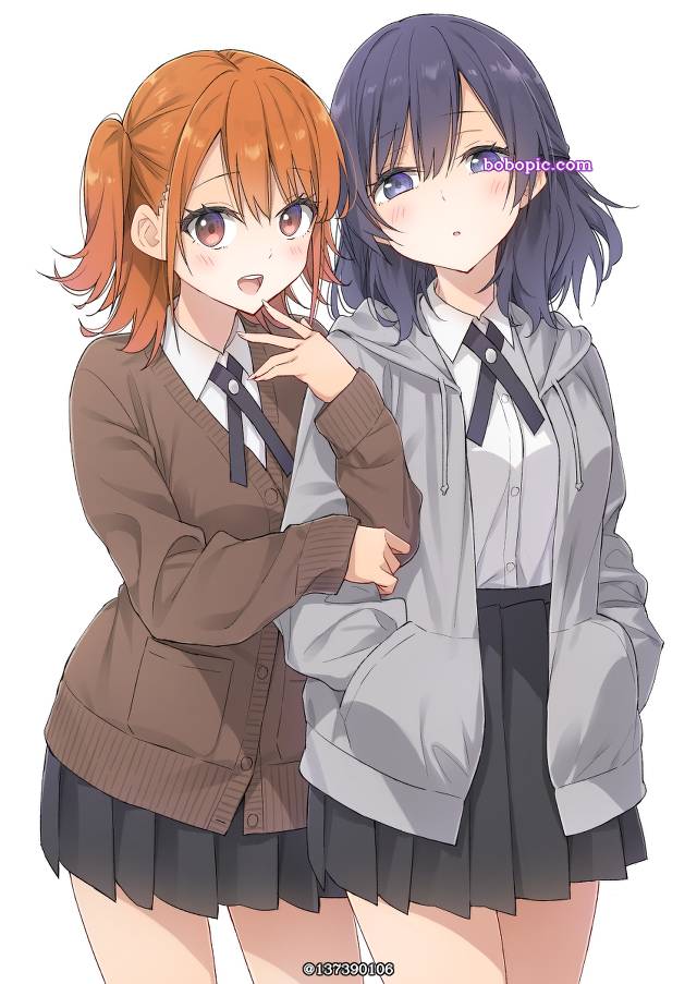 原创, yuri, 女高中生, 女孩子, miniskirt, 羊毛衫, 连帽衫, uniform