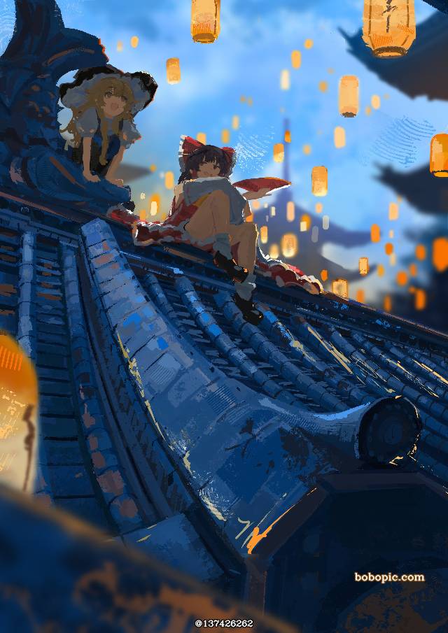 风景, 女孩子, 灵梦, 东方Project, 博丽灵梦, 东方, so magnificent