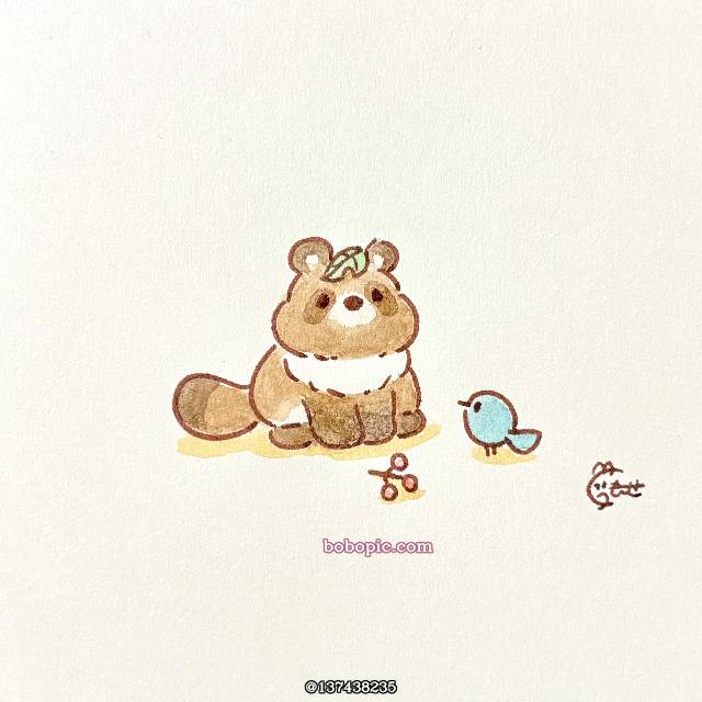 原创, 小鸟, watercolor, 手绘, watercolor painting, tanuki