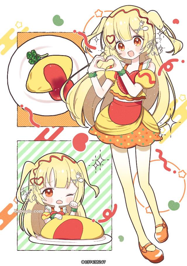 原创, 原创, 女孩子, 拟人化, omurice