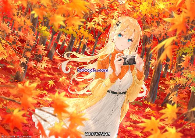 原创, 女孩子, autumn leaves