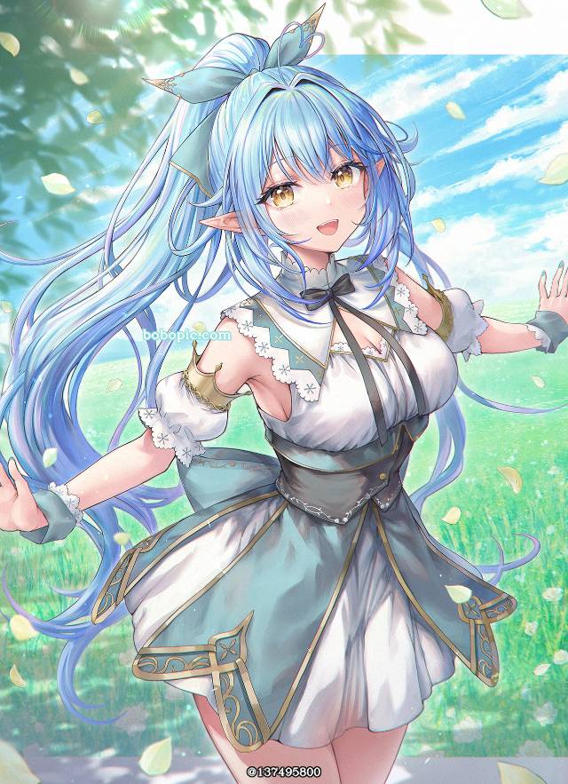 女孩子, 魅惑的大腿, Hololive, 虚拟主播, 马尾, 雪花菈米, light blue hair, Virtual Youtuber 100+ bookmarks