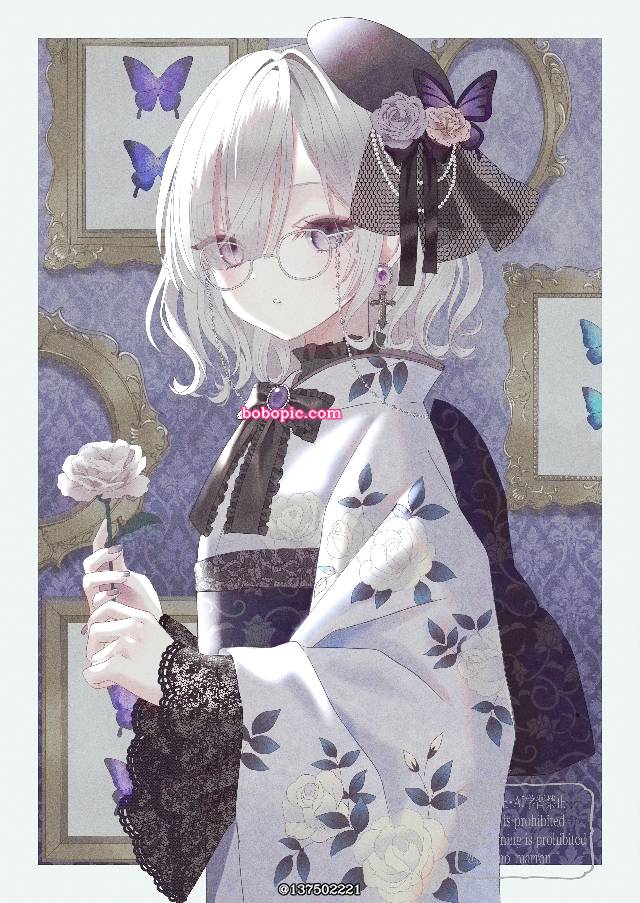 女孩子, 原创, 和服, wearing a kimono, 银发