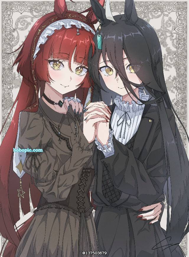 赛马娘Pretty Derby, 马娘, 曼城茶座（赛马娘）, 长发, 黑长直, long red hair