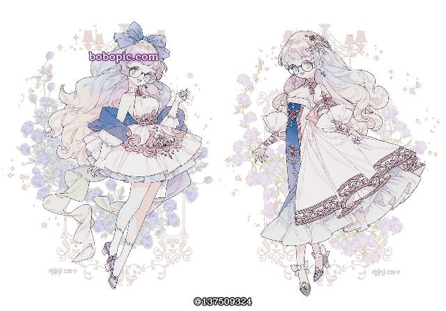 young girl, 原创, 插画, 裙子, 女孩子, Rococo