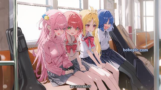 结束乐队（孤独摇滚！）, 小波奇, 山田凉, Nijika Ijichi, Ikuyo Kita, 电车内, 女校学生