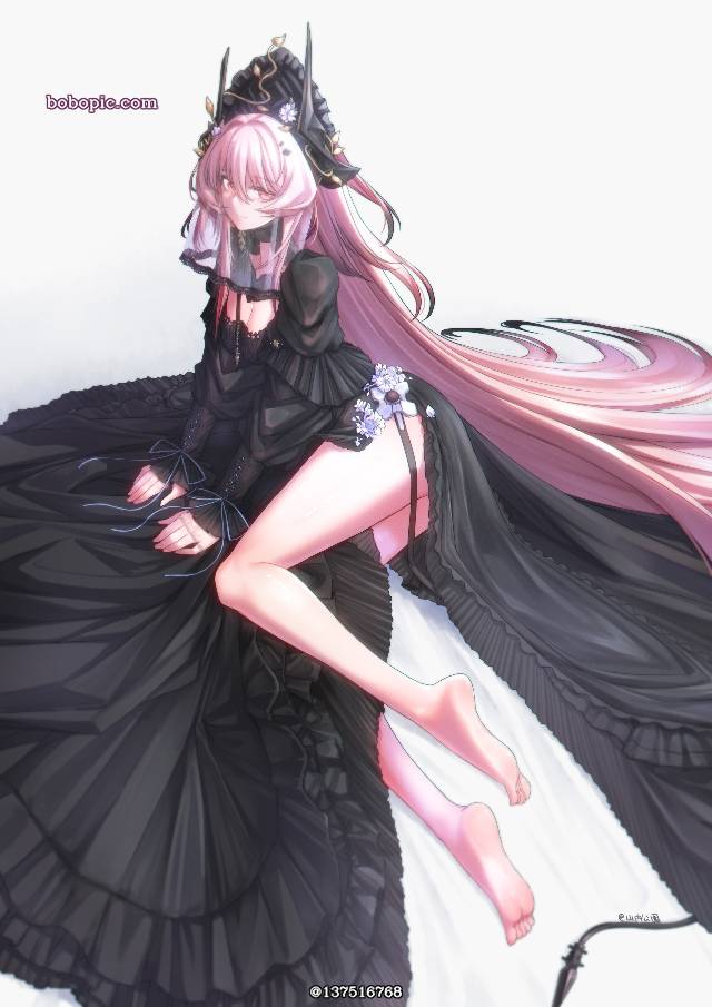 明日方舟, Arknights, Theresa, 特蕾西娅（明日方舟）, 裸足脚底, 赤脚, 脚指, 美腿, 黑色连衣裙