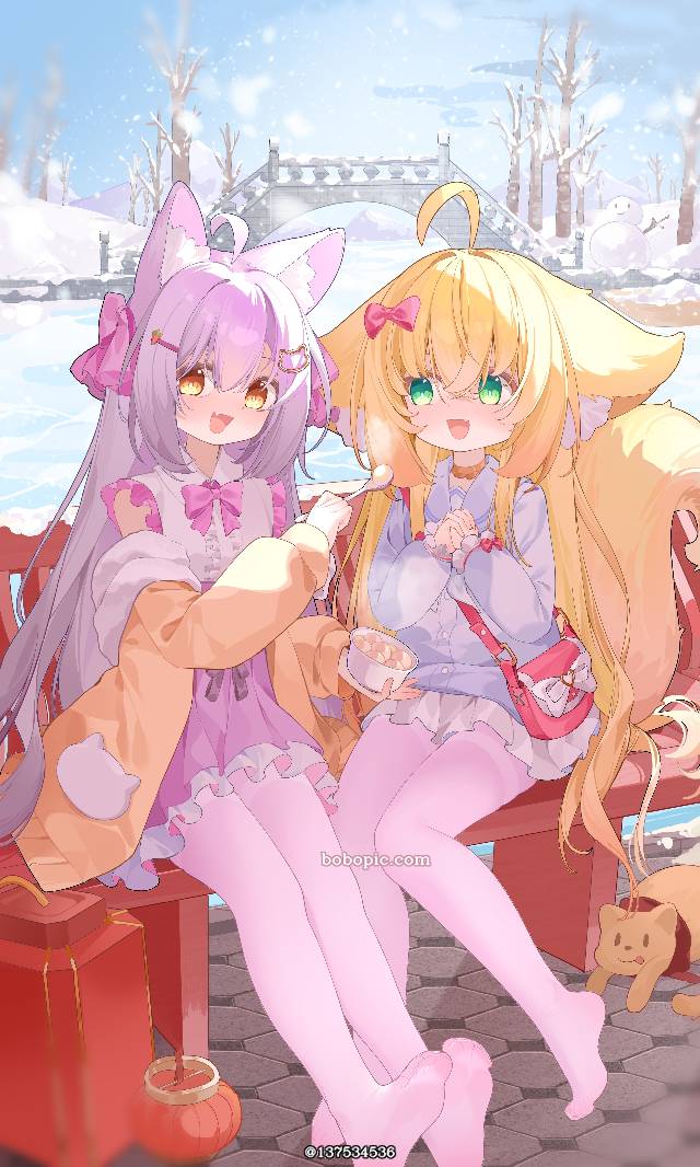 loli, White silk pantyhose, young girl, illustration, fox ears, cat ears