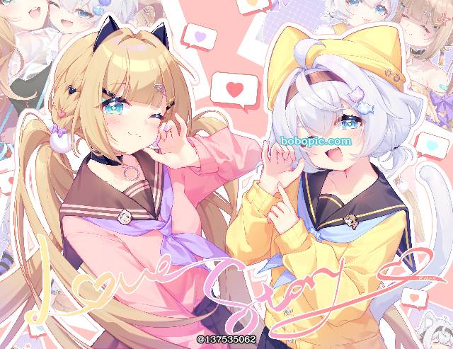 女孩子, 萝莉, heart, 双马尾, 水手服