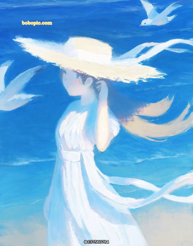 原创, 女孩子, 风景, background, sea