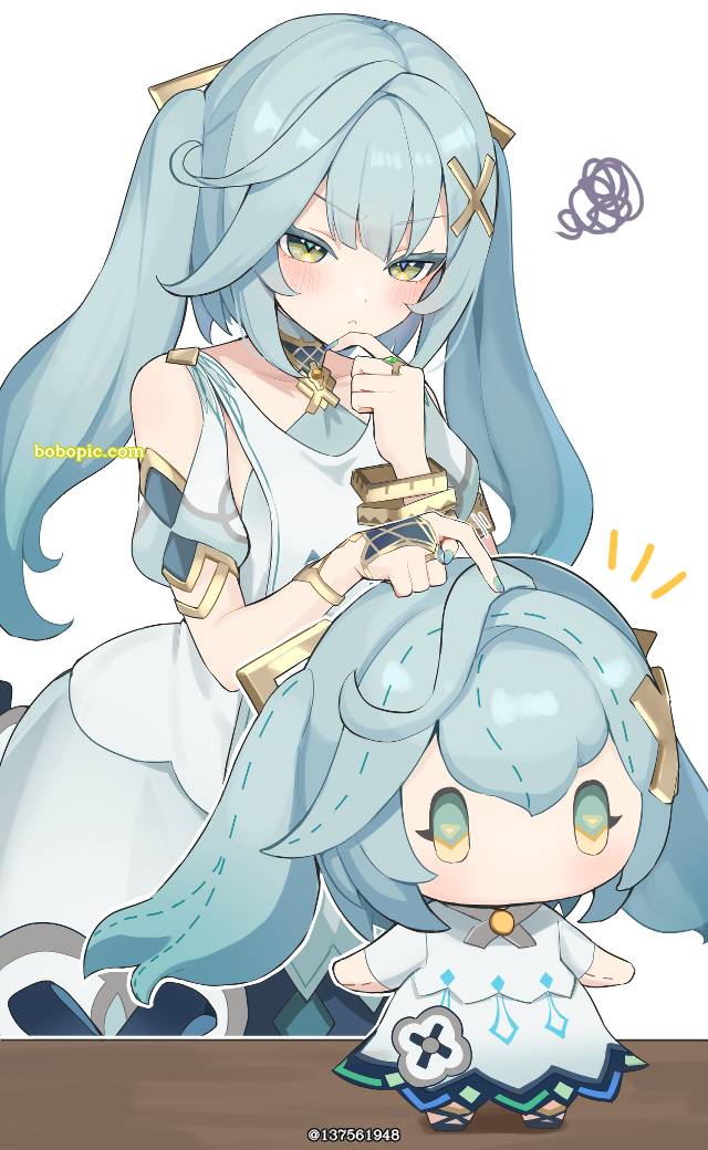 Genshin Impact, 珐露珊, 双马尾, plushie, 原神1000收藏, 脸红