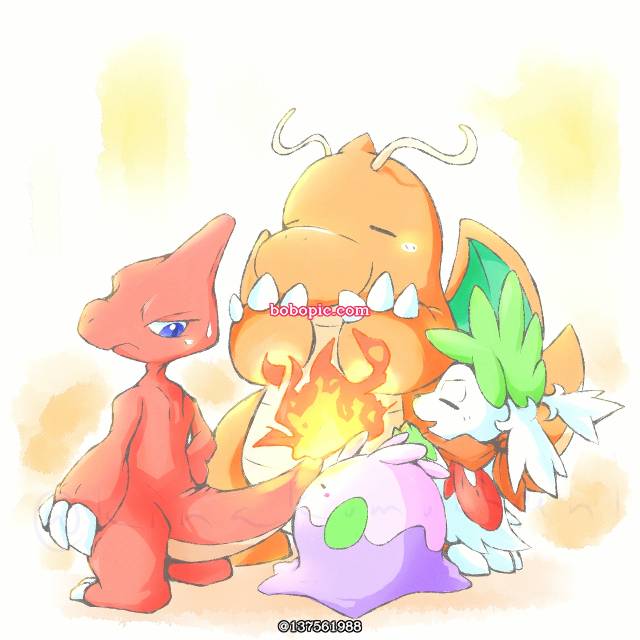 精灵宝可梦, Charmeleon, 快龙, 黏黏宝, shaymin