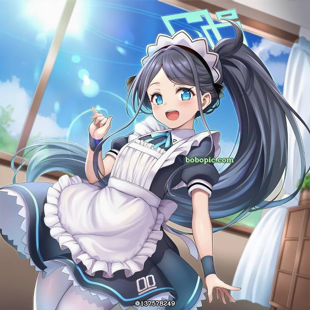 碧蓝档案, Alice Tendou, 女仆装, 平胸, 萝莉, 女孩子, 可爱, 大腿