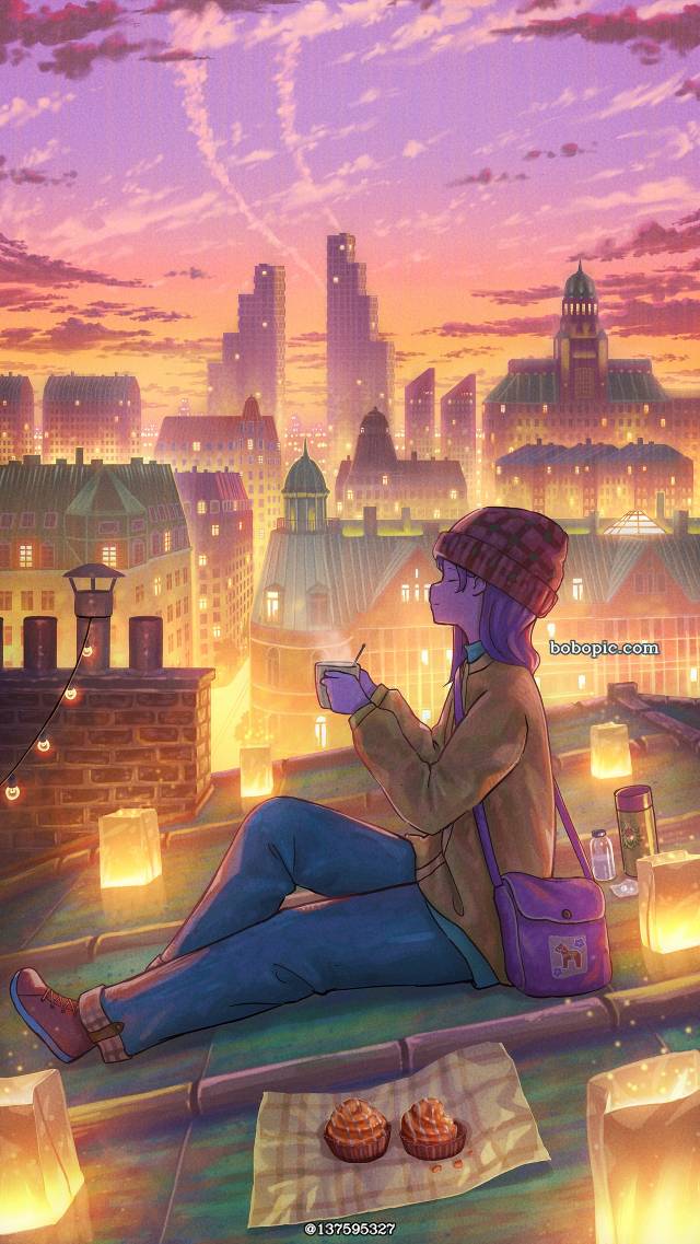 原创, 原创, background, 女孩子, 风景, sky, 黄昏, 咖啡, European, nostalgic