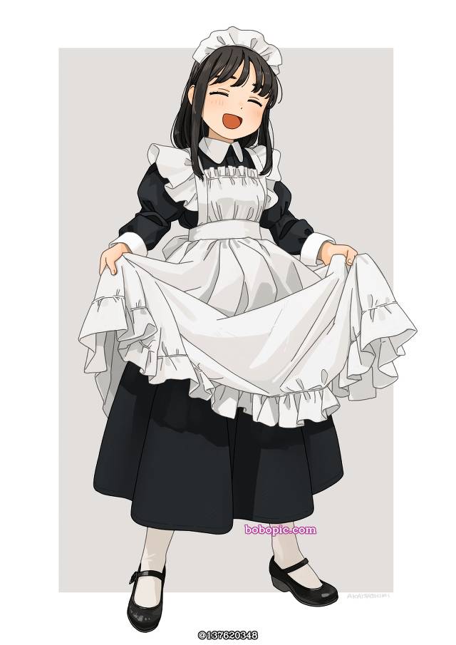 围裙, 女仆装, 连衫围裙, 提起裙摆, smile