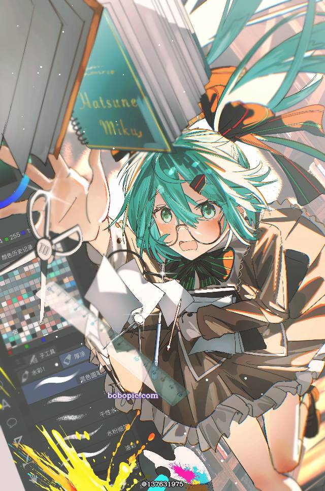 illustration, 女孩子, 初音未来, young girl, Hatsune Miku, hatsune