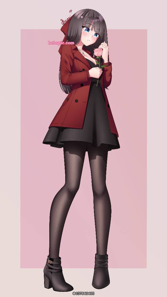 女孩子, 黑裤袜, 黑发, 雀斑, blue eyes