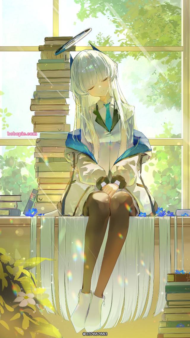 碧蓝档案, 生盐诺亚, 白发, beautiful girl, 黑裤袜, asleep, jacket