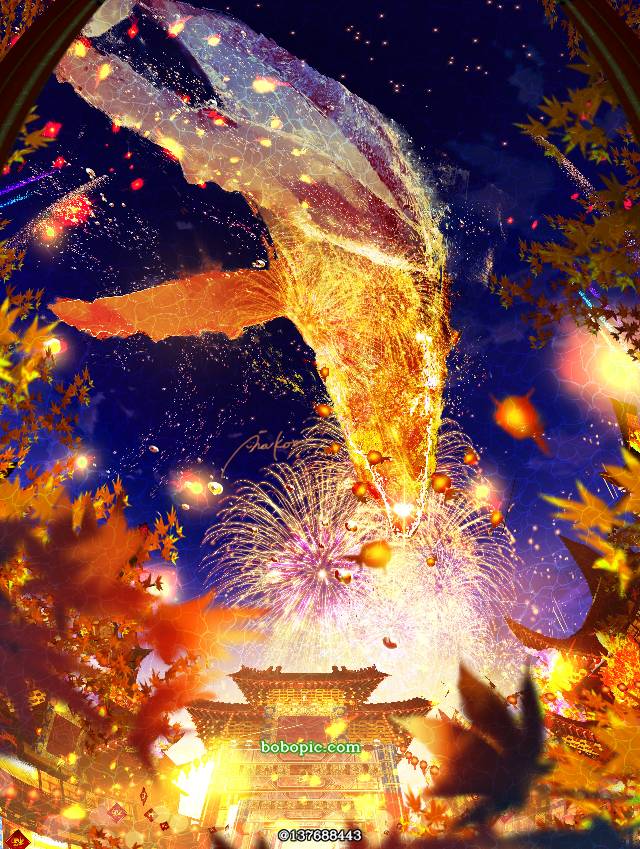 风景, 原创, background, sky, 插画, scenery, autumn leaves, autumn