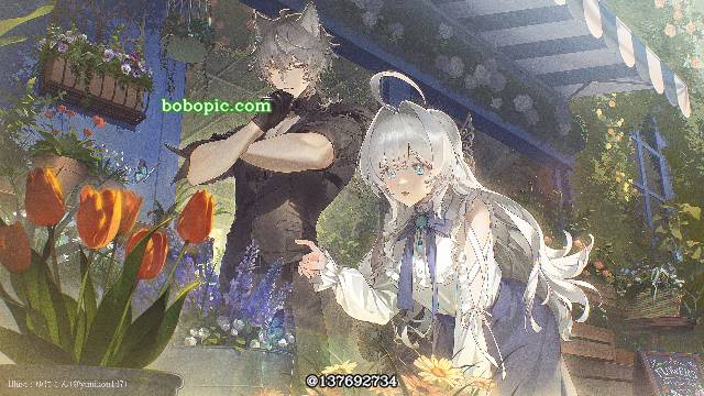 原创, 原创, florist, 女孩子, 白发, 兽耳, flower