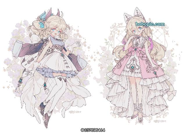 young girl, 原创, 插画, 裙子, 女孩子, Rococo