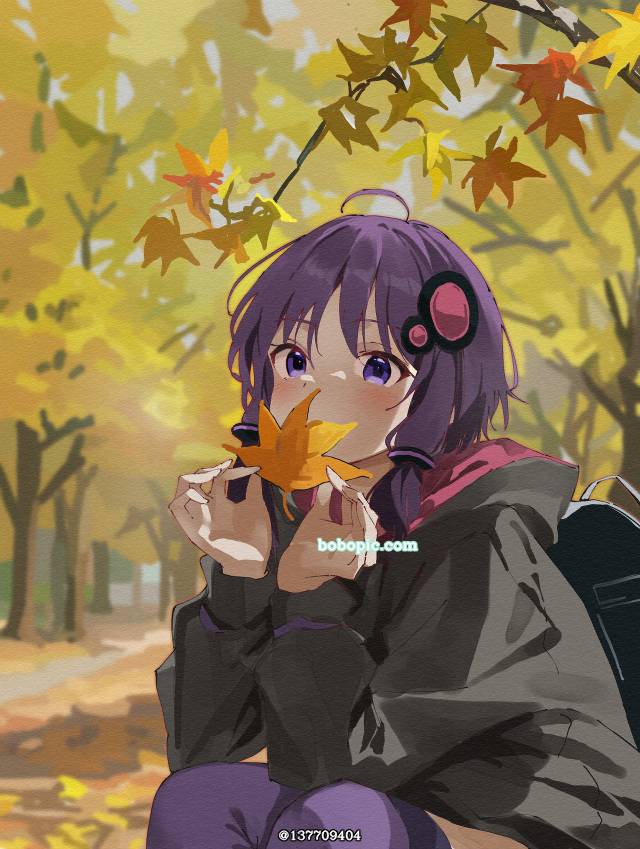 结月缘, autumn leaves, 遮住嘴, autumn