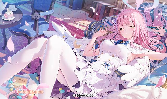 Mika Misono, 碧蓝档案, 女孩子, 白裤袜, 粉色头发, 羽翼