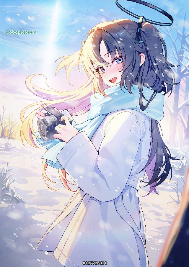 Hayase Yuuka, 碧蓝档案, smile, 围巾