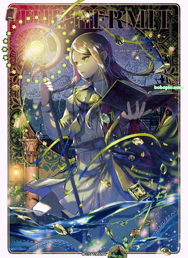 tarot, 女孩子, 原创, Hermit