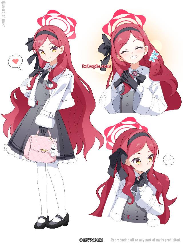 碧蓝档案, 三善贵音, smile, red hair