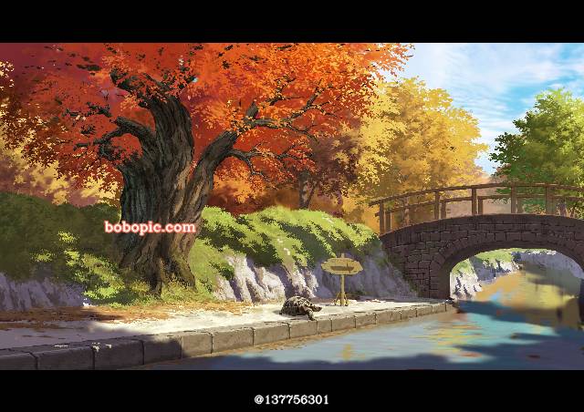 autumn, background, 风景, 插画, autumn leaves, 奇幻