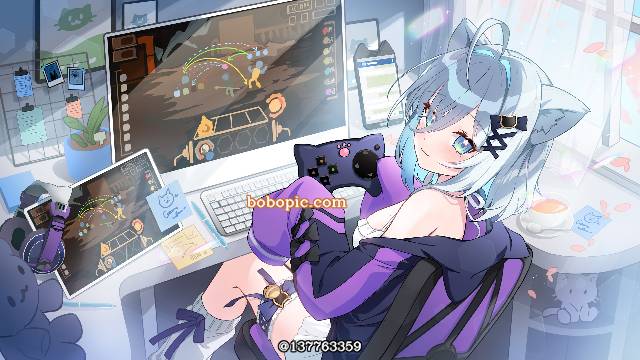 job, cat ears, 女孩子