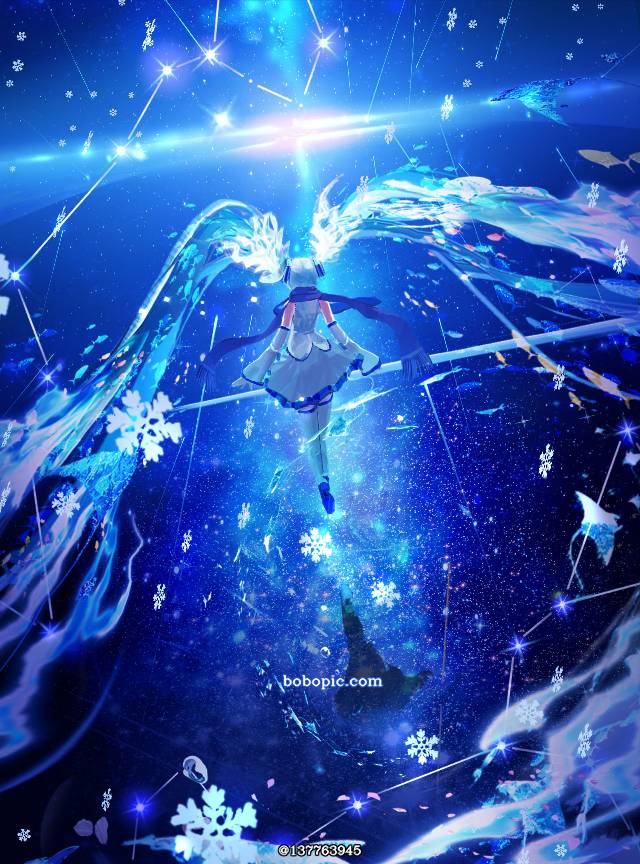 好双马尾日, 风景, background, 初音未来, 雪未来, 插画, 原创, 女孩子