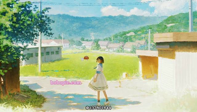 原创, 女孩子, 风景, background, 夏天, country, 金鱼