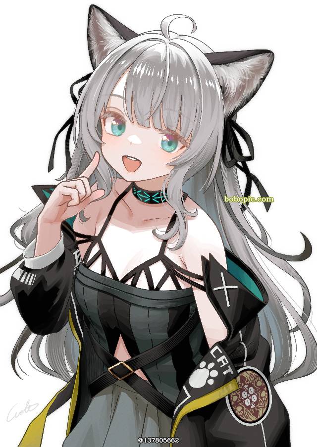 明日方舟, Arknights, Hizamaru, 薄绿（明日方舟）, cat ears, smile, 银发, jacket, ahoge