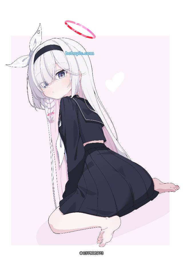 碧蓝档案, Plana (Blue Archive), Plana, 鸭子坐, barefoot school uniform, 裸足脚底