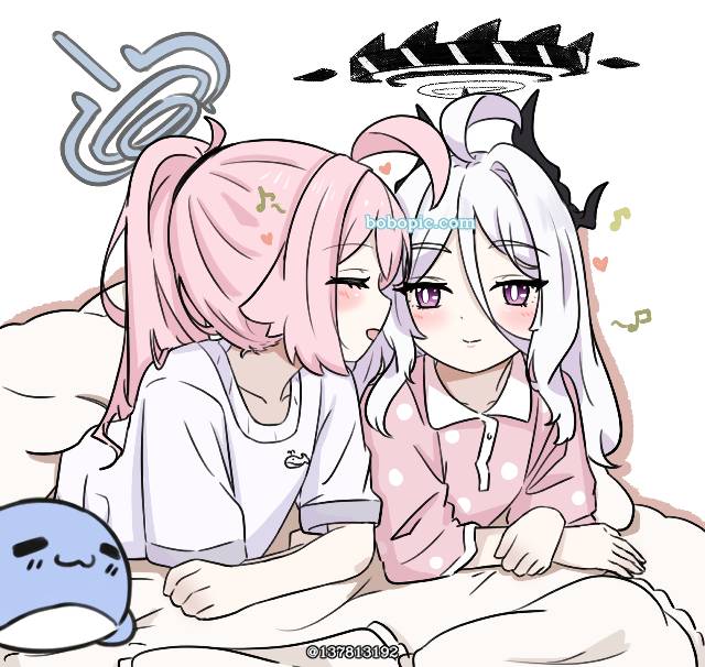 Sorasaki Hina, Takanashi Hoshino, 碧蓝档案, 女孩子, yuri, Hoshino/Hina, 睡衣